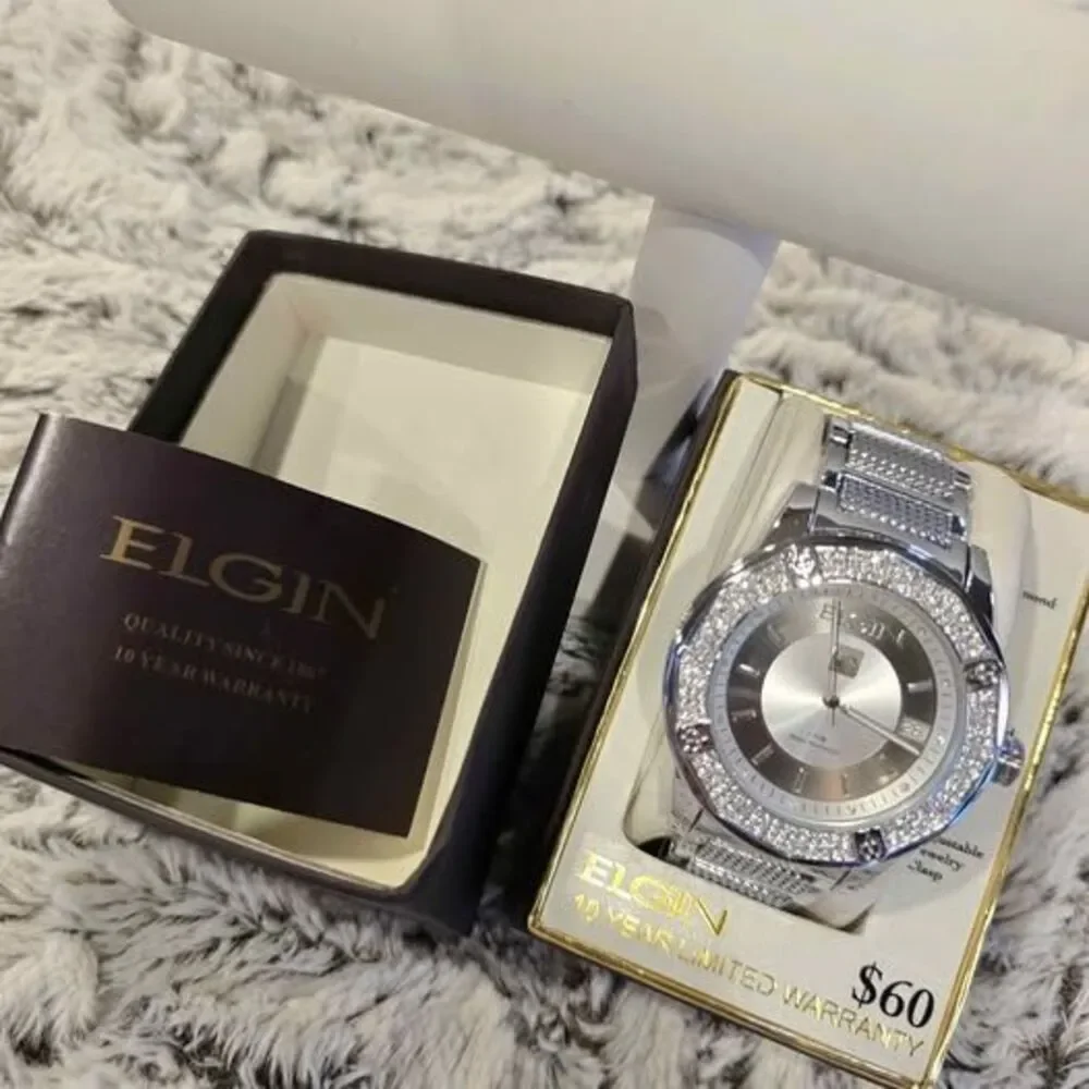 Elgin Men's Silver-Tone Crystal Watch